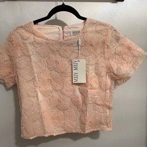 Peach Floral Embroidered Blouse